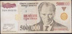 7.Emisyon 5 000 000 Lira D10 392172 Çok Temiz