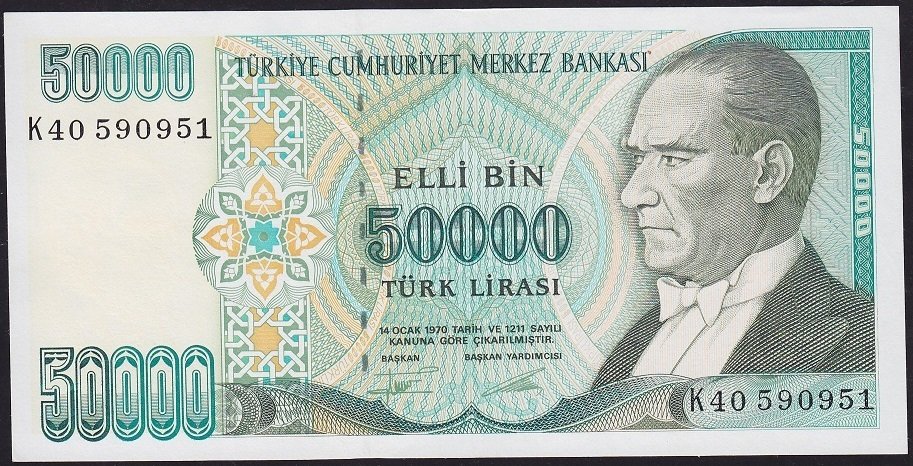 7.Emisyon 2.Tertip 50000 Lira K40 590951 Çilaltı