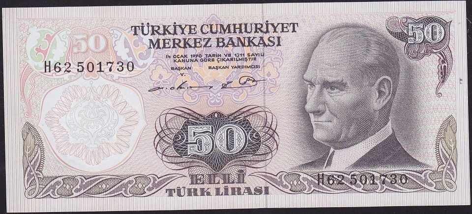 6.Emisyon 1.Tertip 50 Lira H62 501730 Çilaltı Çil