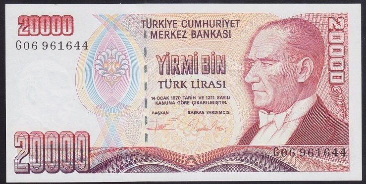 7.EMİSYON 2.TERTİP 20000 LİRA G06 961644 ÇİLALTI ÇİL