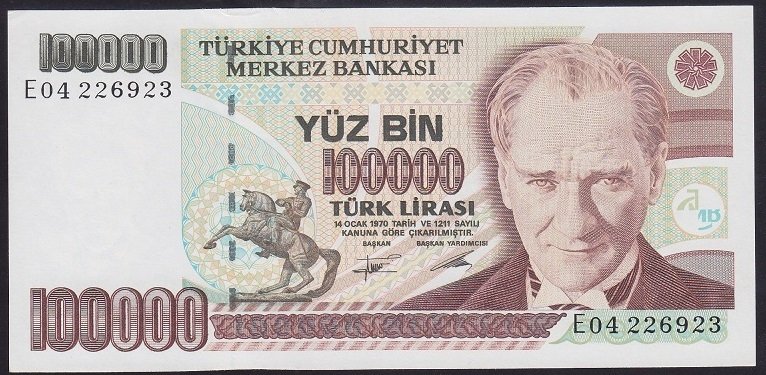 7.EMİSYON 2.TERTİP 100000 LİRA E04 226923 ÇİL