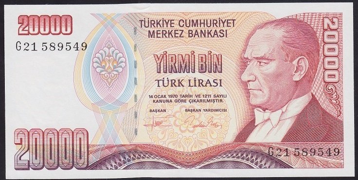 7.EMİSYON 2.TERTİP 20000 LİRA G21 589549 ÇİLALTI ÇİL
