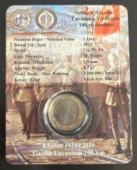 2021 Yılı Gaziantep Gazilik Ünvanının 100. Yılı 1 Lira Özel Kapamasında Çil