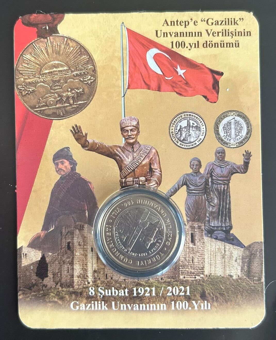 2021 Yılı Gaziantep Gazilik Ünvanının 100. Yılı 1 Lira Özel Kapamasında Çil