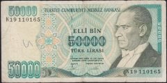 7.Emisyon 2.Tertip 50000 Lira K19 110165 Temiz