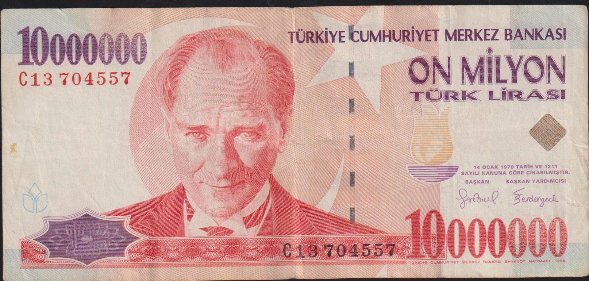 7.Emisyon 10 000 000 Lira C13 704557 Çok Temiz