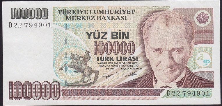 7.EMİSYON 2.TERTİP 100000 LİRA D22 794901 ÇÇT +