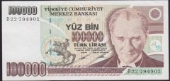 7.EMİSYON 2.TERTİP 100000 LİRA D22 794901 ÇÇT +
