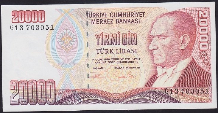 7.EMİSYON 2.TERTİP 20000 LİRA G13 703051 ÇİLALTI