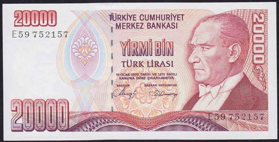 7.Emisyon 1.Tertip 20000 Lira E59 752157 Çil