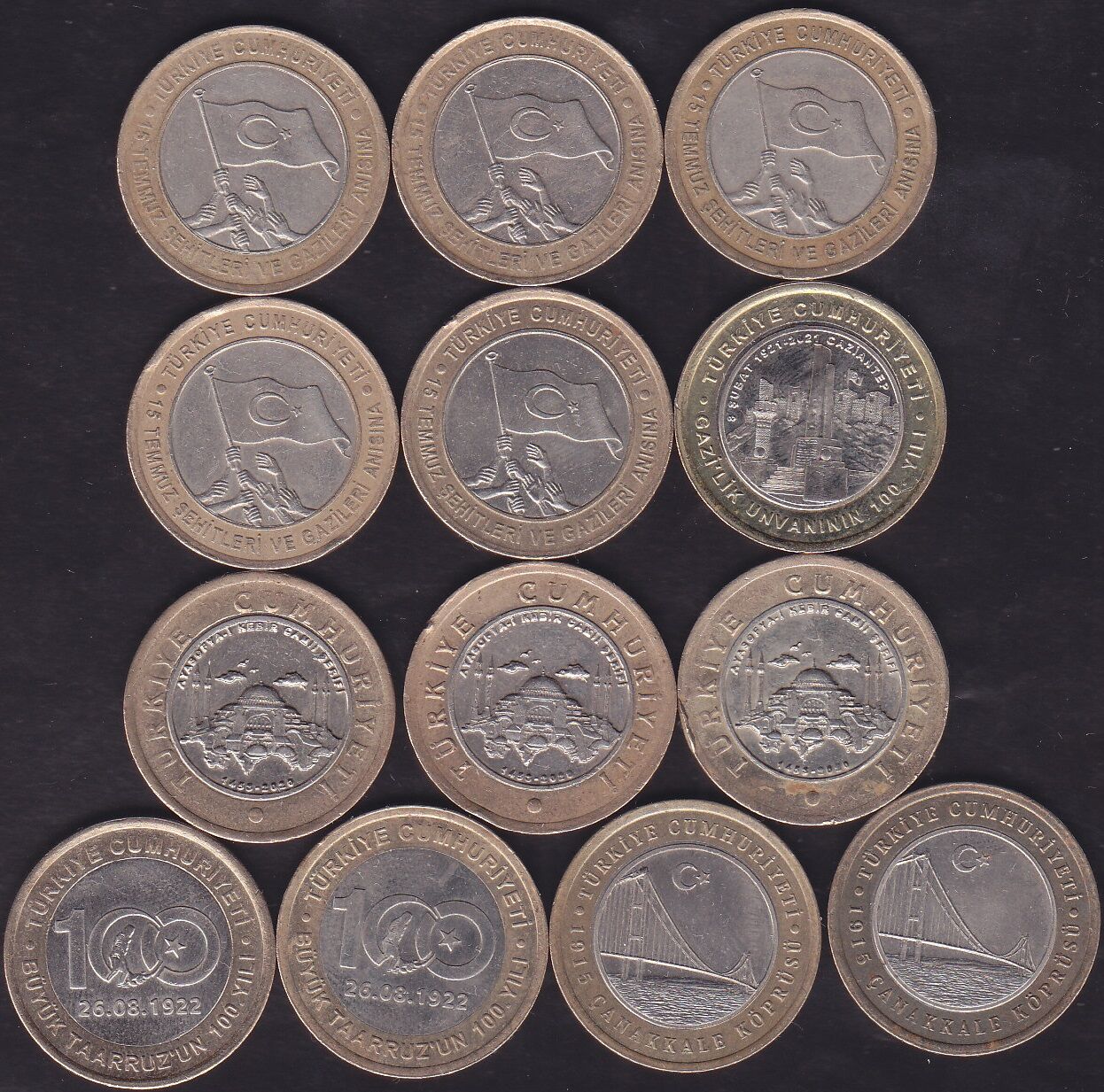 13 Adet Bimetal Hatıra 1 Lira Lotu