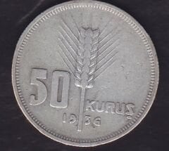 1936 Yılı 50 Kuruş Gümüş