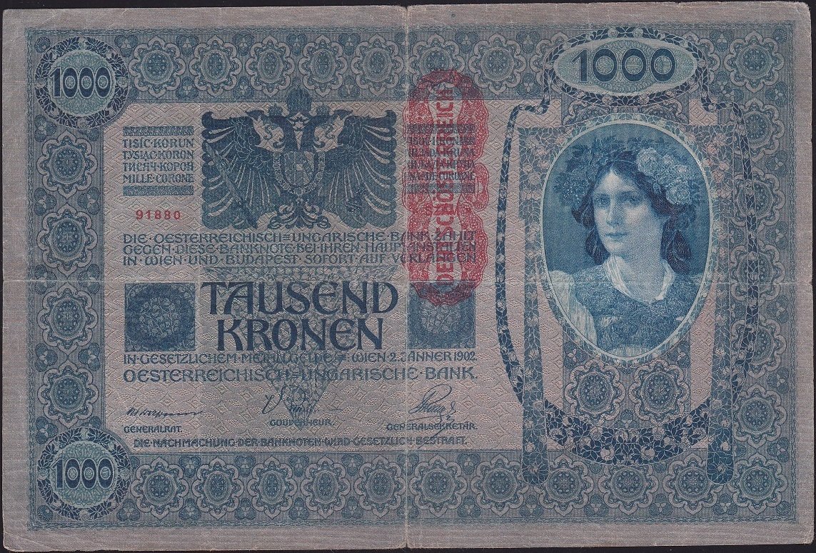 Avusturya Macaristan 1000 Korona 1902 (1919) Çok Temiz