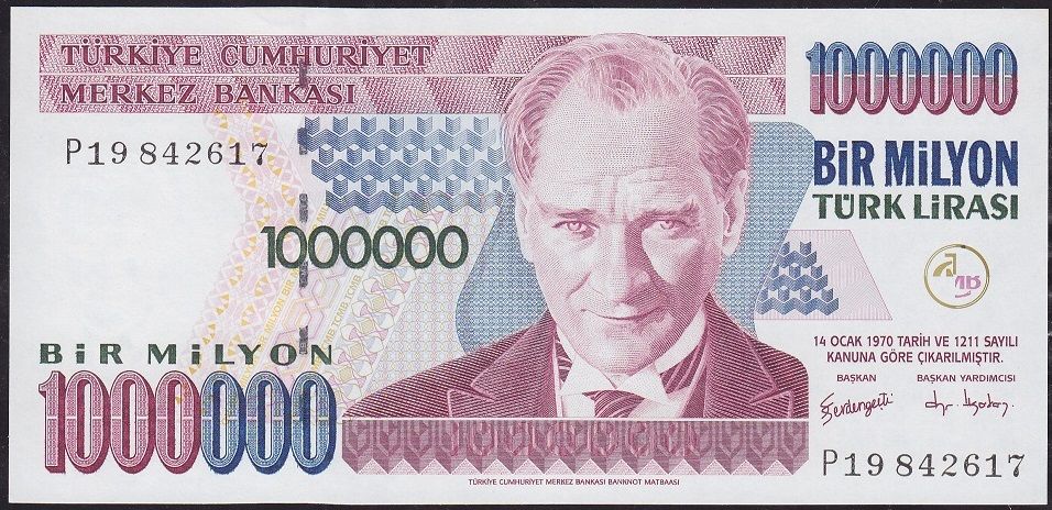 7.Emisyon 3.Tertip 1 000 000 Lira P19 842617 Çil