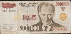 7.Emisyon 5 000 000 Lira G72 478585 Çok Temiz