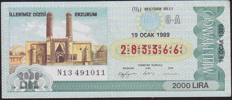 1989 19 Ocak Beşte Bir Bilet - G-A Serisi