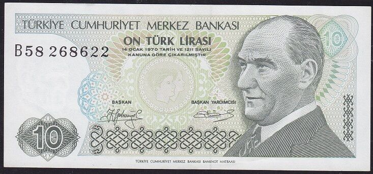 7.Emisyon 1.Tertip 10 Lira B58 268622 Çilaltı