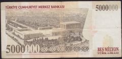 7.Emisyon 5 000 000 Lira D07 133725 Çok Temiz