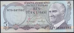 6.Emisyon 2.Tertip 5 Lira K79 047592 Çil