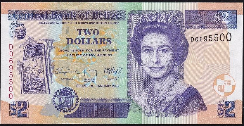 Belize 2 Dolar 2017 Çil Pick 66f ( 5500 )