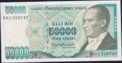 7.Emisyon 2.Tertip 50000 Lira K02 229747 Çilaltı Çil
