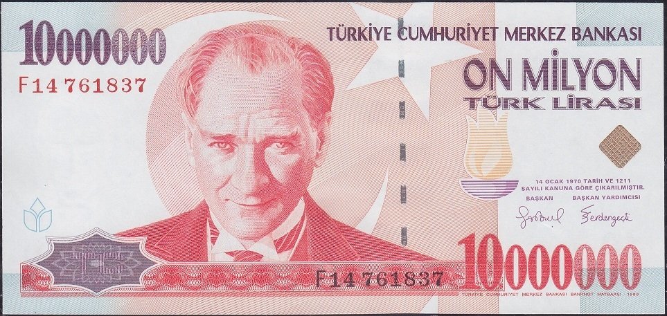 7.Emisyon 10 000 000 Lira F14 761837 Çil