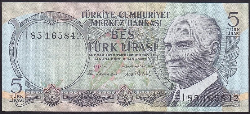 6.EMİSYON 2.TERTİP 5 LİRA I85 165842 ÇİLALTI ÇİL