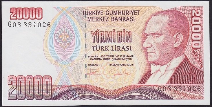 7.EMİSYON 2.TERTİP 20000 LİRA G03 337026 ÇİLALTI