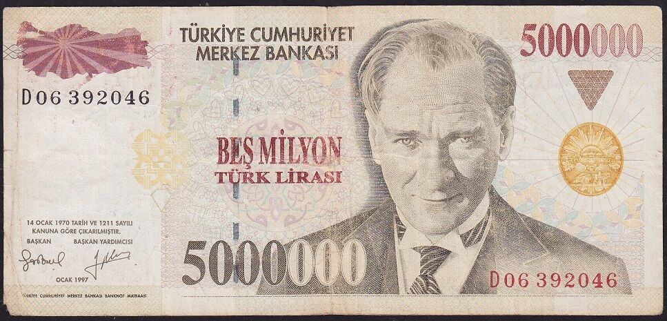 7.Emisyon 5 000 000 Lira D06 392046 Temiz