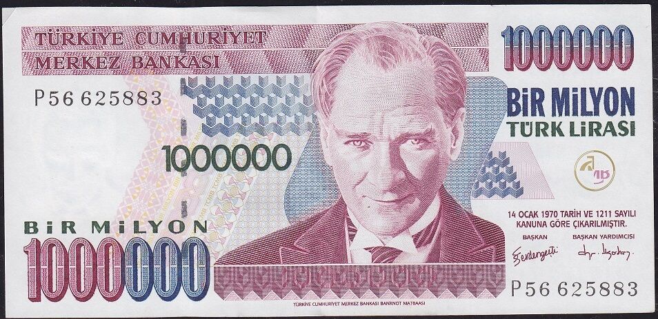 7.Emisyon 3.Tertip 1 000 000 Lira P56 625883 Çok Çok Temiz+