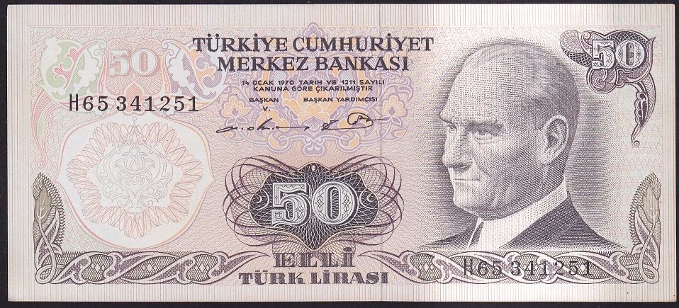 6.Emisyon 1.Tertip 50 Lira H65 341251 Çilaltı Çil