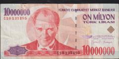 7.Emisyon 10 000 000 Lira C10 137495 Çok Temiz
