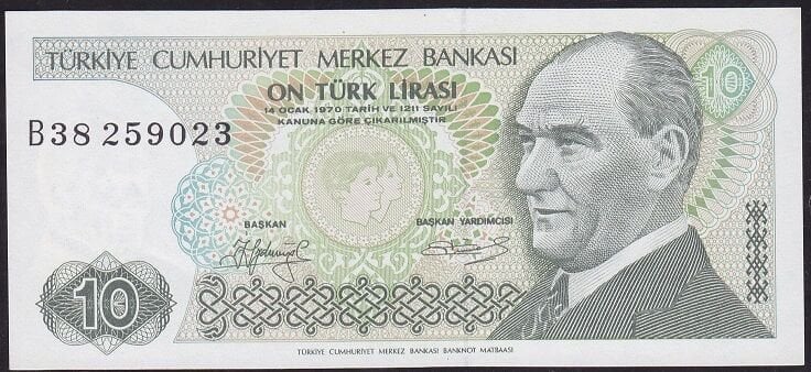 7.Emisyon 1.Tertip 10 Lira B38 259023 Çil