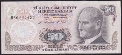 6.Emisyon 1.Tertip 50 Lira H66 672472 Çok Temiz+
