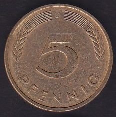 Almanya 5 Pfennig 1979 D