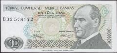 7.Emisyon 1.Tertip 10 Lira B33 578172 Çilaltı Çil