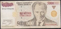 7.Emisyon 5 000 000 Lira D04 970106 Çok Temiz