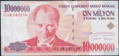7.Emisyon 10 000 000 Lira E24 243176 Çok Temiz +