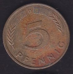 Almanya 5 Pfennig 1987 D