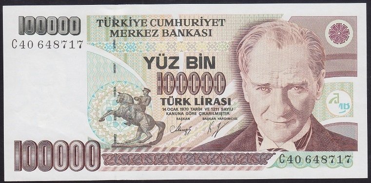 7.EMİSYON 1.TERTİP 100000 LİRA C40 648717 ÇİLALTI