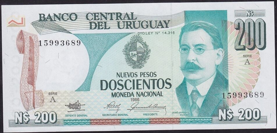 Uruguay 200 Pesos 1986 Çil Pick 66