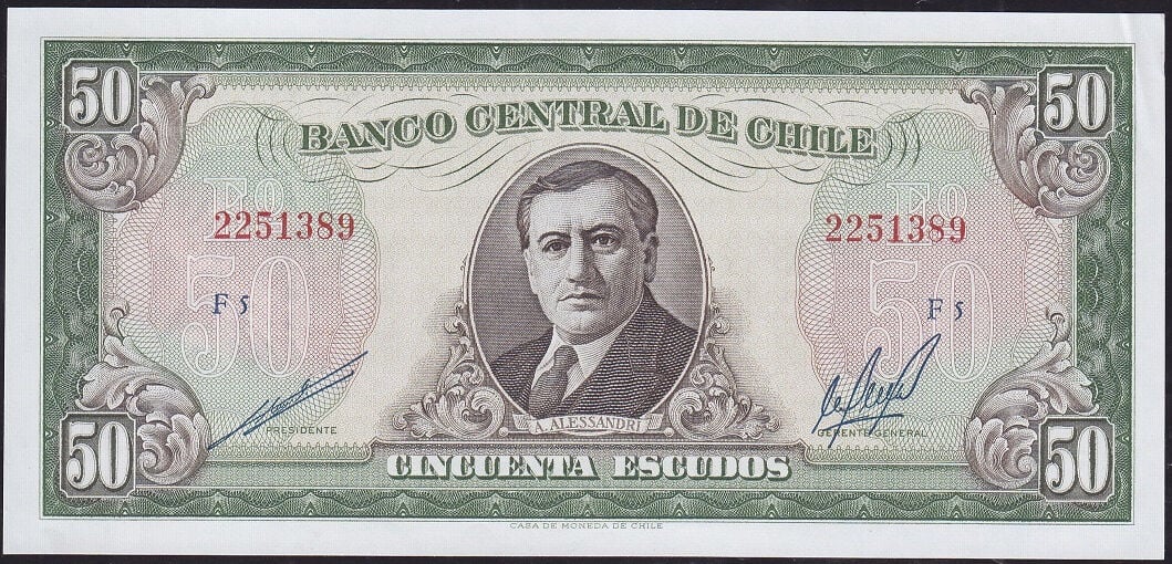 Şili 50 Escudos 1962 - 1975 Çilaltı Çil