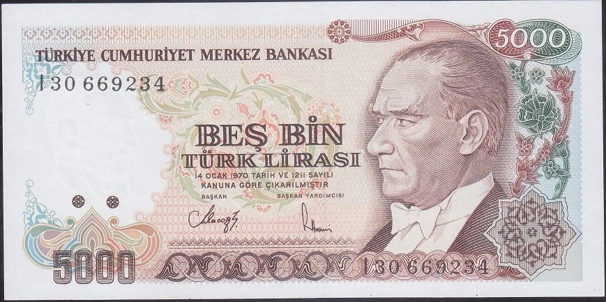 7.Emisyon 4.Tertip 5000 Lira I30 669234 Çil