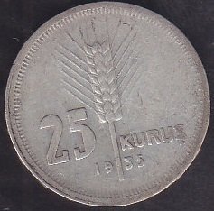 1935 YILI 25 KURUŞ GÜMÜŞ