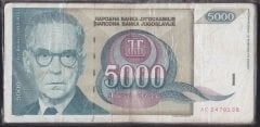 YUGOSLAVYA 5000 DİNAR 1992 KULLANILMIŞ DESTE (100 ADET)