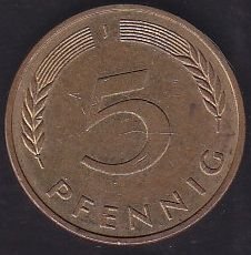 Almanya 5 Pfennig 1989 J
