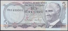 6.EMİSYON 2.TERTİP 5 LİRA H83 439303 ÇİL