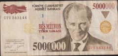 7.Emisyon 5 000 000 Lira G77 543144 Temiz