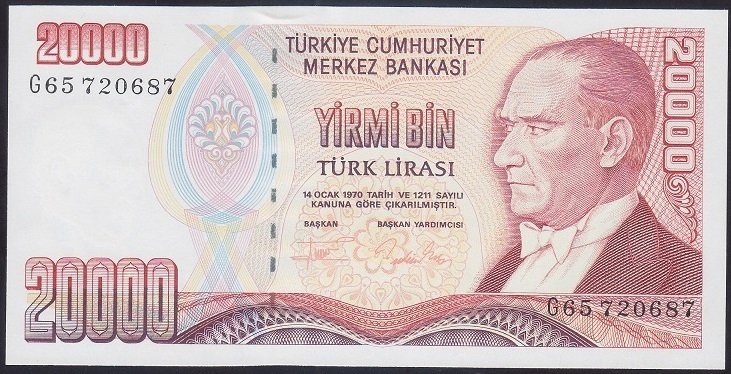 7.EMİSYON 2.TERTİP 20000 LİRA G65 720687 ÇİLALTI ÇİL