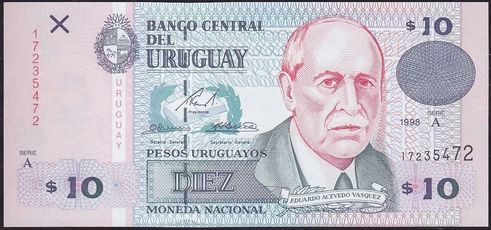 Uruguay 10 Pesos 1998 Çil Pick 81